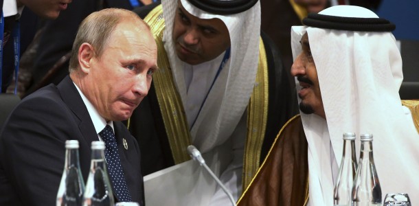 Vladimir Putin and Crown Prince Salman bin Abdulaziz Al Saud of Saudi Arabia