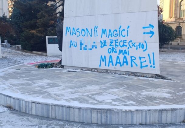 Memorialul Renasterii, vandalizat, mesaje sataniste, masoni